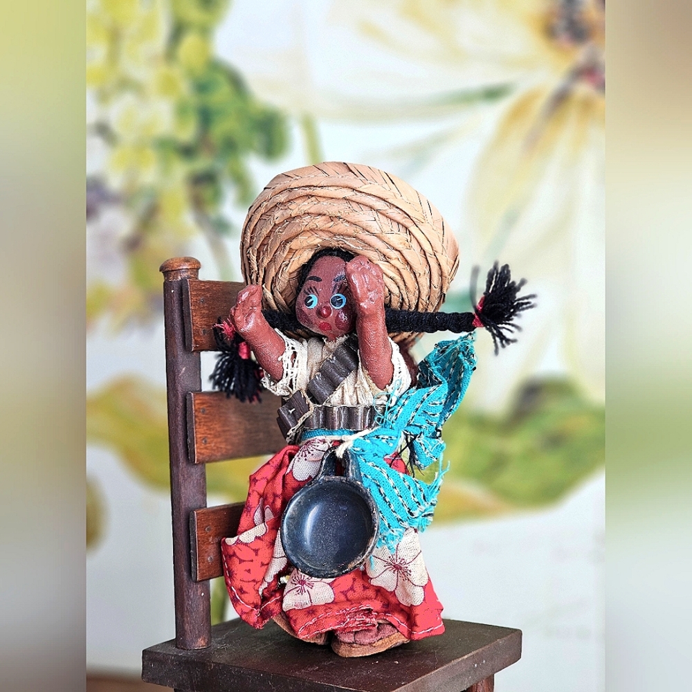 Mexican Handmade Doll Mexico Paper Mache Folk Art Mother and Baby